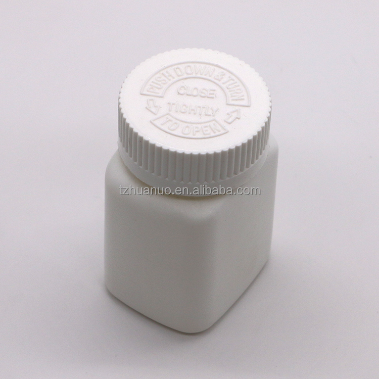 80ml Custom Color HDPE Square Bottle with Screw Cap and Kid Safety Cap