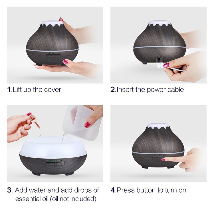 Ultrasonic Atomizer Office Household Air Purifier Wood Grain Aromatherapy Diffuser