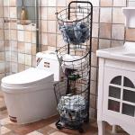 H1060mm Dirty Clothes Laundry Basket , Anti Corrosion Metal Wire Laundry Basket