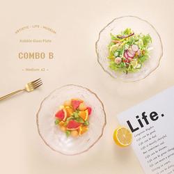 Multi Scene Hotel Glass Plate Chargers With Gold Rim Round Shape