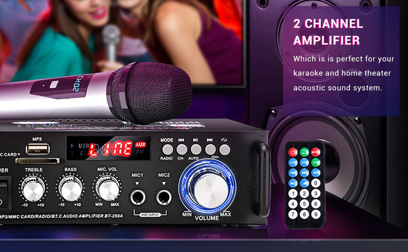 2 Channels 2.0 LCD Display 300W 300W Digital HIFI Audio Stereo Power Amplifier for Sound