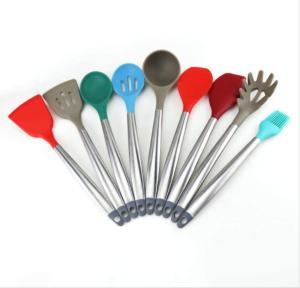 China Ergonomic Silicone Kitchen Utensil Sets OEM Available With SS Blade factory
