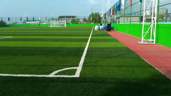 China Soccer Fields Synthetic Turf With  Rubber Granules Infill Material Located In Maldives factory
