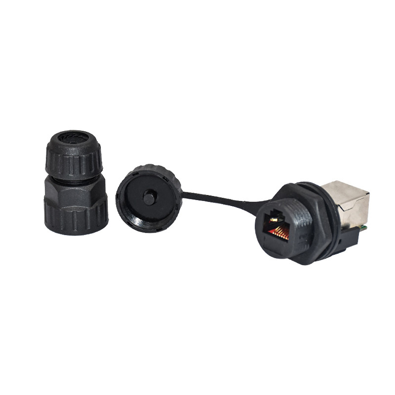 24AWG 2.4A RJ45 Waterproof Connector IP67 Straight Panel Mount Socket