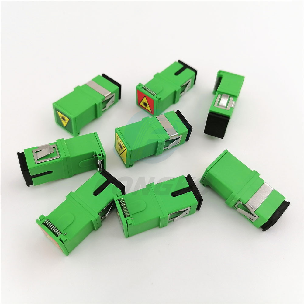Auto Shutter SC/APC Green Shell Simplex Adapter SM SC Fiber Optic Adapters