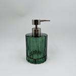 Ribbed Glass Bathroom Accessories 3pcs Set Green Color With Vertical Stripe