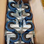200kg Capacity 125x36mm Rubber Casters With Steel Bracket