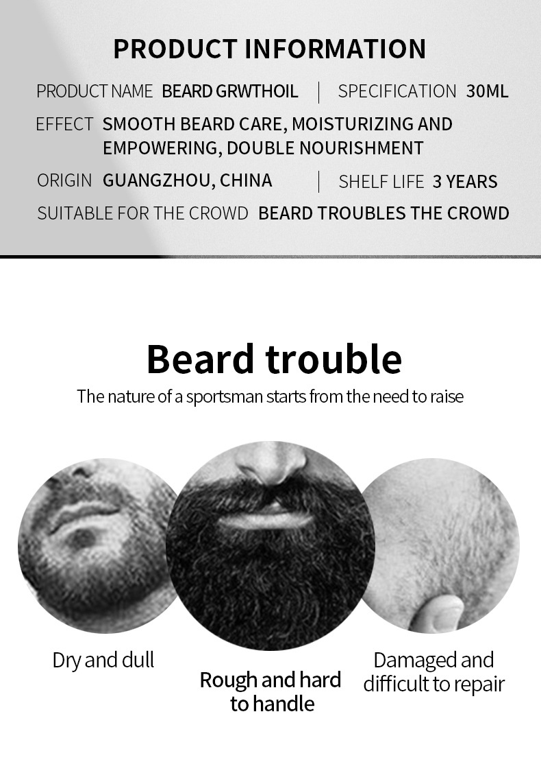 Men's Personal Care Organic Argan Oil For Beard Growth With Roller