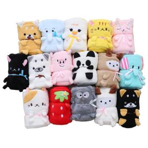 China Soft 220g Baby Rolled Up Blanket Funny Animal Cartoon Fleece Plush Blanket for Bedding factory