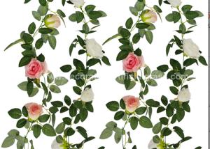 China 17FT Artificial Rose Vine Fake Hanging Flower Vines OEM ODM factory