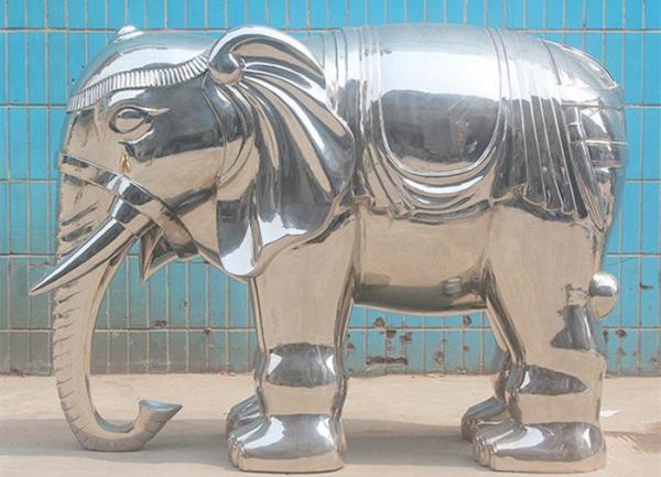 Mirror Polishing Elephant Decor Statue Stainless Steel Public Animal Art