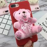 Soft TPU 3D Cartoon Bear Doll Stand Back Cover Cell Phone Case For iPhone 7 6s