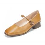 HZM013 Single Shoes Women'S Fall/Winter New Style First Layer Cowhide Square Toe