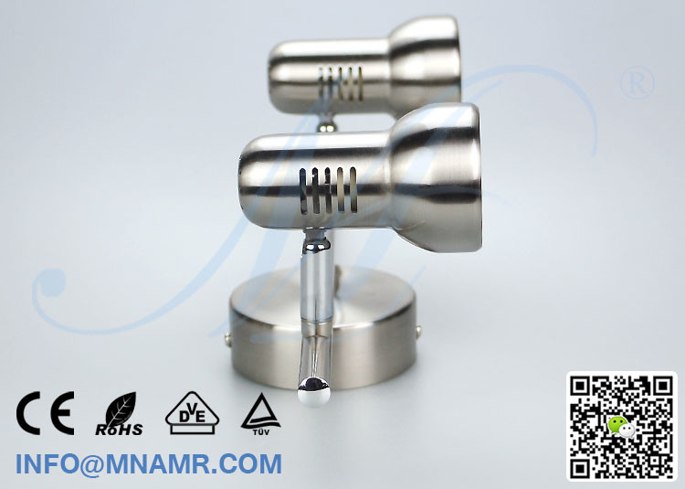 Hot Sale Double Heads LED Vanity Light Fixtures Nickel Matt Come With 2x5W GU10 LED Lamp Warm White Emitting Color