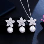 CZ Crystal Necklace and Earring Jewelry Sets Fashio Pearl Chokers Necklaces