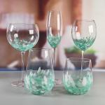 Customized Hand Blowned Half-confetti Lead Free Crystal Wine Glass Set