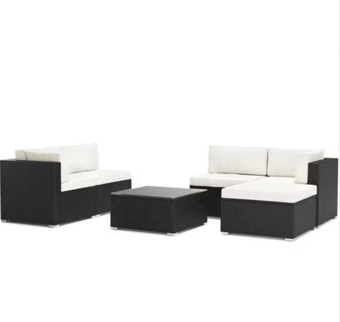 Indoor/Outdoor Furniture Sets Rattan All-Weather Washable Cushions with Coffee Table Rattan Sectional Sofa