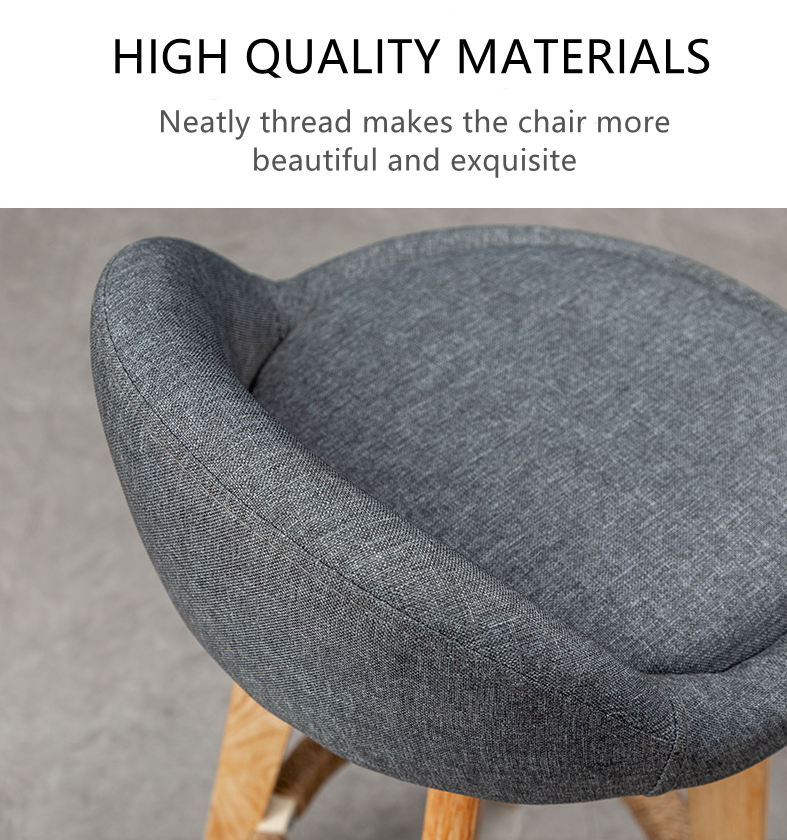Commercial Furniture Modern High Bar Stool with Solid Wood Frame and Fabric Seat