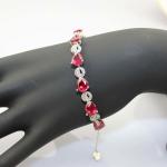 Sterling Silver Created RUBY Clear CZ Diamonds Tennis Bracelet(B02RUBY)