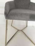 Polished brass metal base Modern design grey velvet fabric upholstery dining