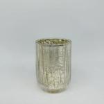 Mercury Gold Glass Bathroom Accessories Round Shape With Ribbed Vertical Stripe