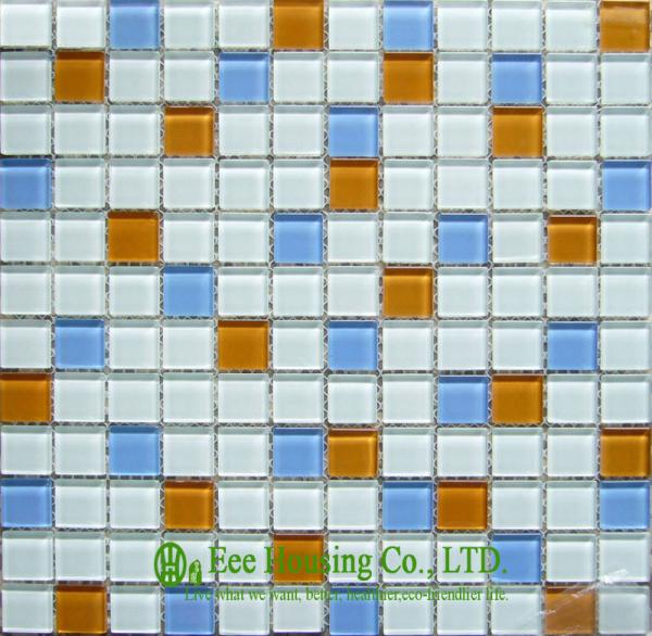 Mixed Color Glass Crystal Mosaic Tile for indoor &outdoor walls,Glass mosaic