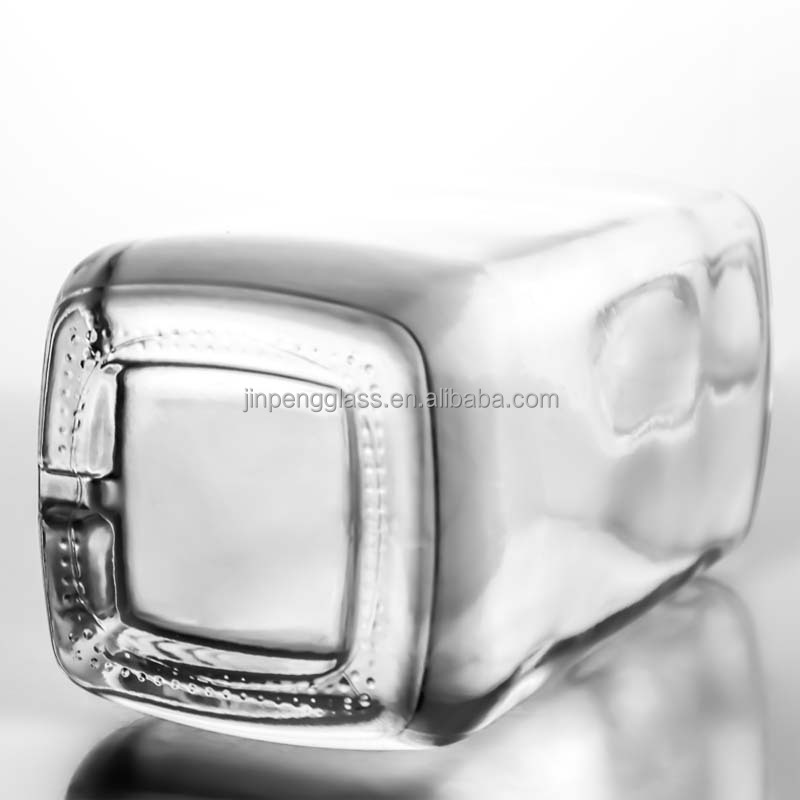 Elegant Square Glass Liquor Bottle 700ml 750ml for Whisky Vodka Gin Collar Material Glass