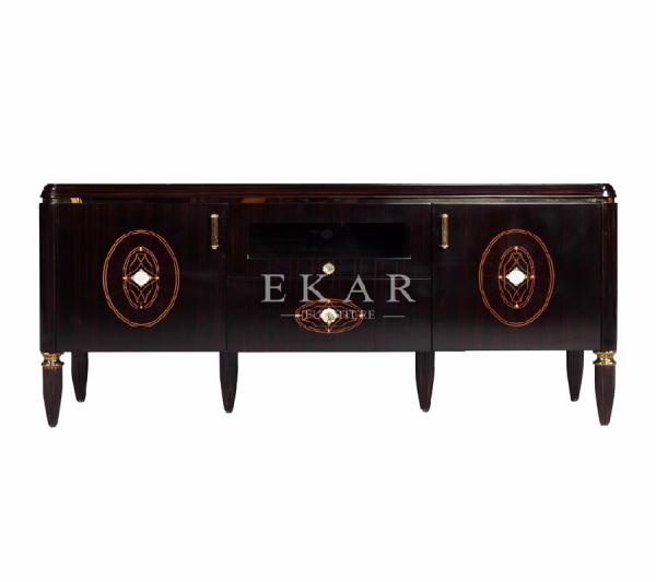 Chinese High Class Living Room Furniture High Gloss Black Wooden TV Stands MKBN