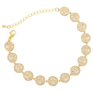 China Zircon Smiley Face Gold Necklace factory