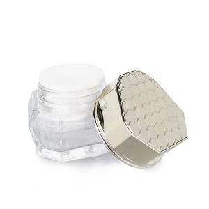 China 35g Transparent Glass Bottle Empty Cosmetic Containers With Gold Honeycomb Lid factory