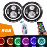 Diecast Aluminum 40W Jeep Wrangler Headlights With RGB Bluetooth Controller