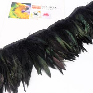 China Black Coque Feather Fringe Trim With Satin Ribbon Shipping Via FedEx 4-6 Inches factory