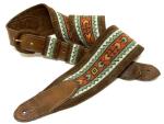 Light Brown Comfortable Custom Embroidered Guitar Straps With Cotton Belt