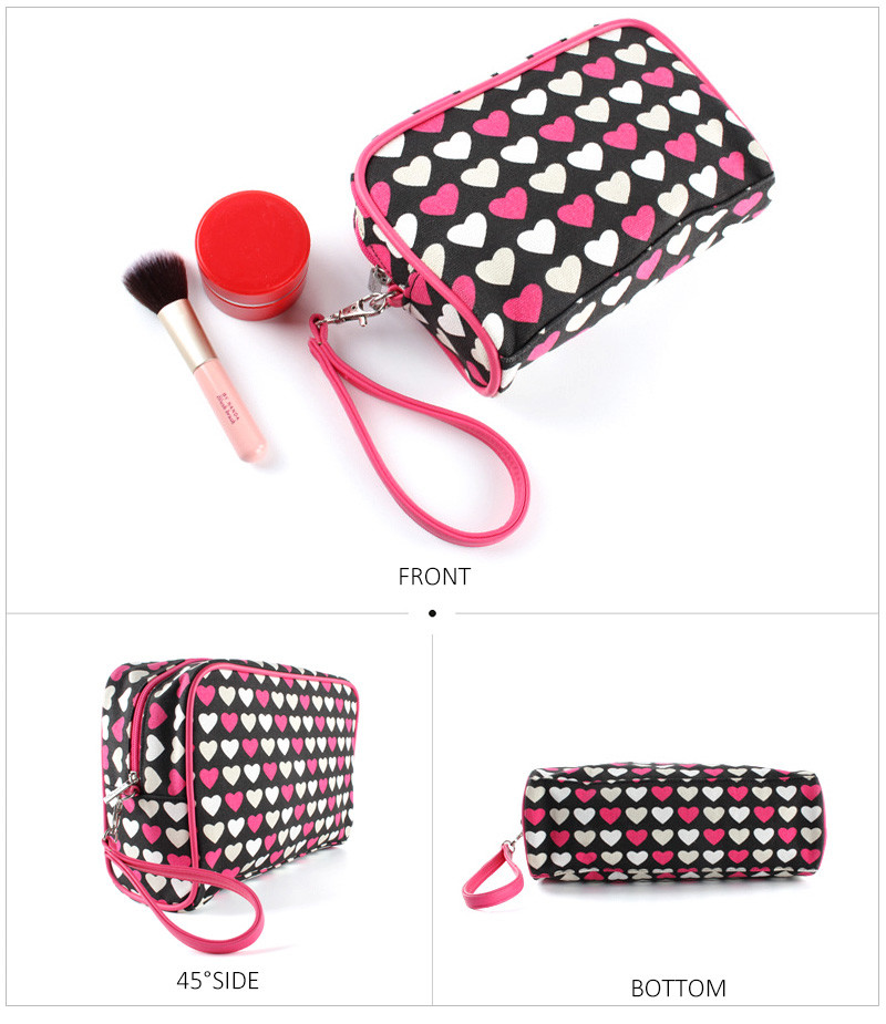 Wholesale Portable Lady Canvas Dot Printed Makeup Travel Bags