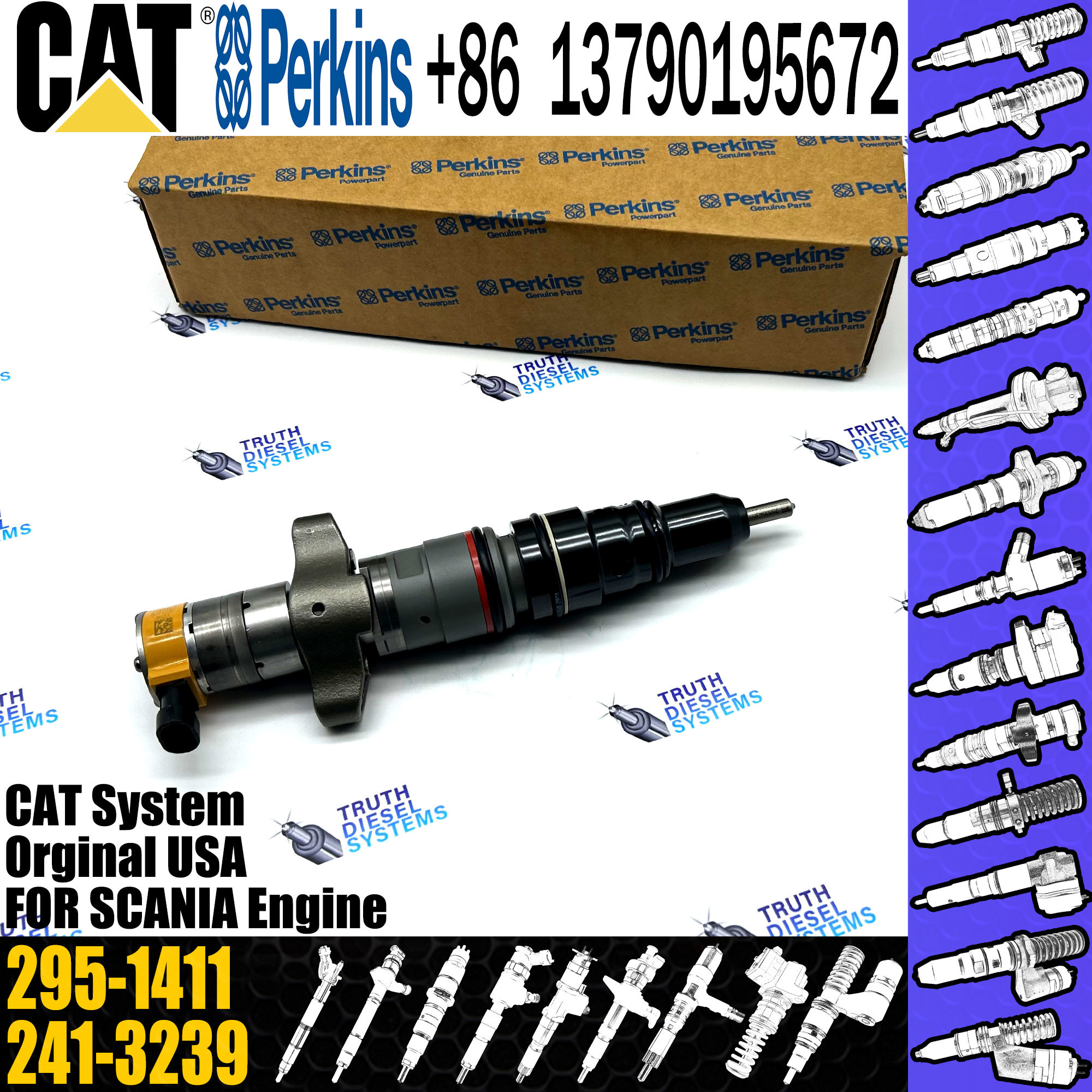 C-aterpillar Diesel fuel injector 222-5961 235-5261 238-8901 295-1412 293-4072 295-1411 for C7