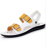 Fashion PU Leather Flat Sandals For Home , Breathable Custom Leather Sandals