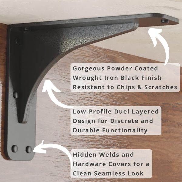 500 Lb Wall Bracket for Low Profile Granite Countertop Support Easy DIY Install Slim Design