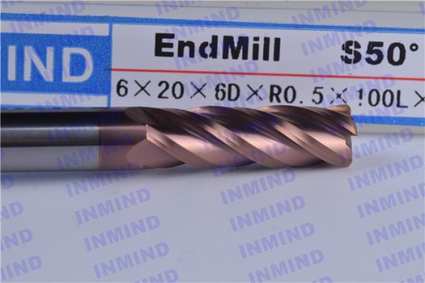 HRC65 high hardness Long shank Corner Radius end mill 4 Flute SiN TiSiN Coating