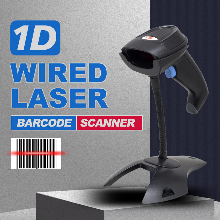 Handheld Wired POS Barcode Scanner Supermarket Checkout USB RS232 1D Bar Code Reader