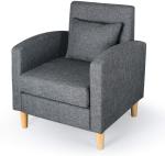 Single Sofa Living Room Armchair Modern Style Upholstered Fabric Solid Back