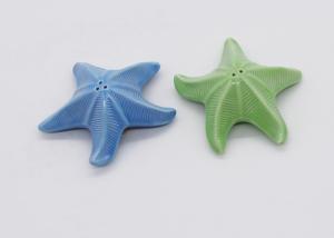 China 3D Starfish Ceramic Salt And Pepper Shakers In Solid Colors For Summer / Beach factory