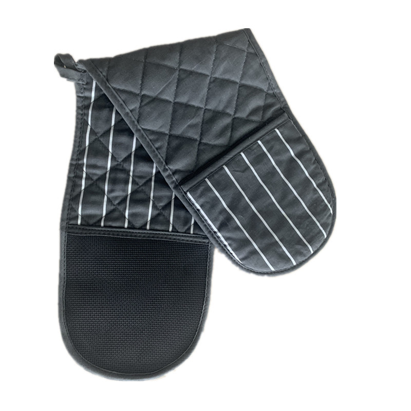 Cooking Heat Insulated Gloves Pad Double Head Connected Long Quilted