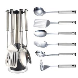 China S/S 201 Handle Stainless Steel Utensilios De Cocina Kitchen Cooking Set Utensil Holder factory