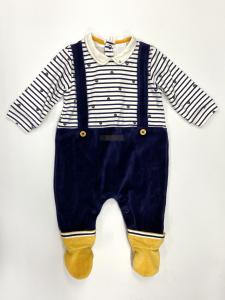 China Long Sleeve Cute Baby Rompers Romper Yarn Dyed Ring Snaps factory