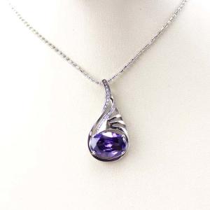 China Women Silver Jewelry Oval 9mmx13mm Amethyst Cubic Zircon Pendant(P41) factory