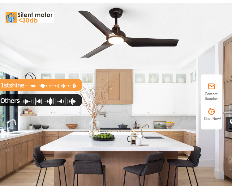 ETL Certificate 1stshine LED Ceiling Fan in Black Color with Remote Metal ABS Material
