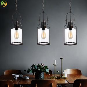 China Hot Sales Black Iron Glass Led Nordic Decorative Pendant Light factory