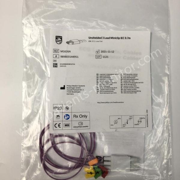 PHiliph Neonatal ECG Lead Set Unshielded 3 Lead Miniclip IEC 0.7M M1626A