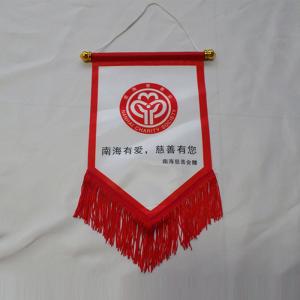 China Club National Custom Wall Flag Hot cut Non Woven Satin Material factory
