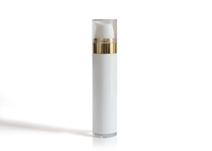 China Recycle Elegant Solid White Airless Cosmetic Bottles Silkscreen Printing Surface factory